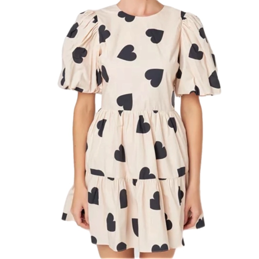 English Factory Heart Shape Cut Out Mini Dress